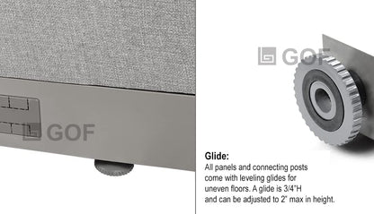 GOF Freestanding Office Partition, Large Fabric Room Divider Panel, 72" W x 48" H