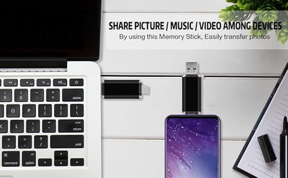 2-Pack 16GB USB C Flash Drive Dual Flash Drive Type C + USB A Memory Stick Jump Drive 2-in-1 Thumb Drive for Storage and Backup (16GB*2 Black&Blue)