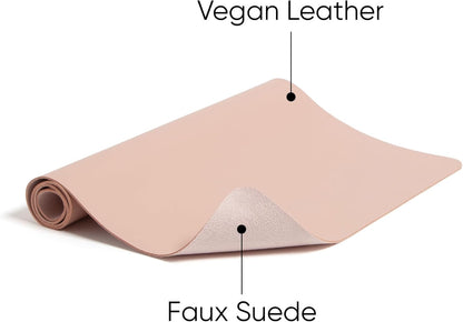Smead Desk Pad, Vegan Leather Desk Mat with Non-Slip Faux Suede Backing, Perfect Desk Organizer for Office Decor, 23.6” x 13.7” Small, Dusty Rose (64839)