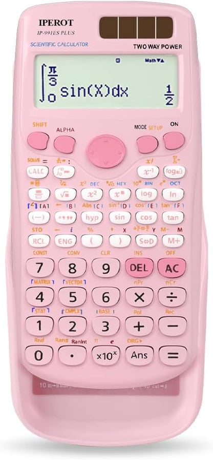 Scientific Calculators, IPEROT Pink Scientific Calculator 417 Function, Desktop Math Solar Calculators School Supplies Suitable for High School and College Students Algebra and Other Math Textbooks