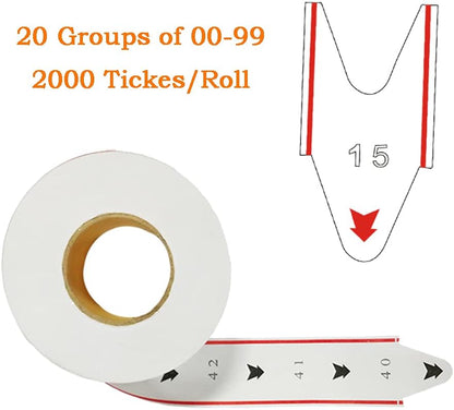 2 Digit Take A Number System Ticket Dispenser with Counter Stand and 1 Roll Take a Number Tickets 2000 Tickets for Queue Call System
