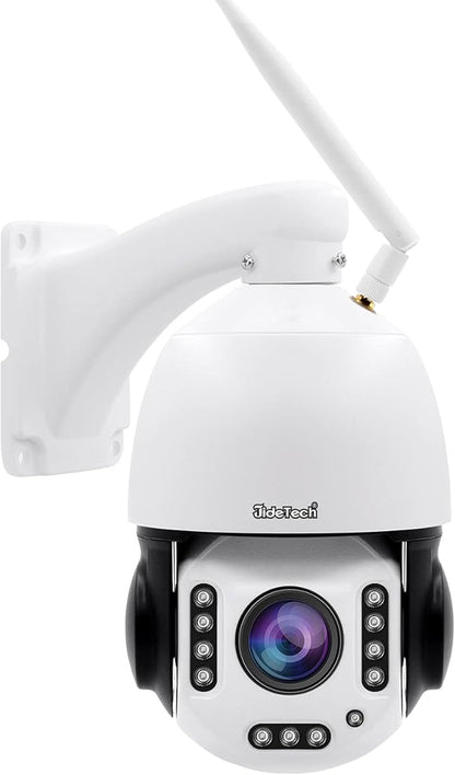 JideTech P2-Plus 20X 5MP PTZ WiFi Outdoor Security Camera | 360° Pan-Tilt-Zoom with 400ft Night Vision, Human Auto Tracking, 2-Way Audio, IP66 Waterproof | Compatible with Blue Iris, NVR, PC Browsers
