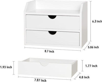 ZGZD Wooden Organizer Mini Desk Drawer Tabletop Office Supplies Desk Accessories for Office or Home (2 Drawers)
