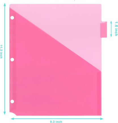 Plastic 8-Tab Dividers with Two Pockets -2 Sets, Pocket Dividers for 3-Ring Binders, Multi-Color Binder Dividers, Total 16 Tabs