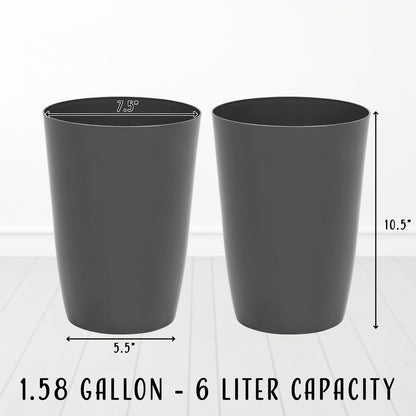 HOLDN’ STORAGE Small Trash Can - Set of 2 Open Top Waste Bin of 1.58 Gallon, Compact Waste Can Perfect for Bathroom, Kitchen, Office, Dorm - Durable Garbage Can - Gray