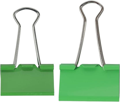 JAM PAPER Colorful Binder Clips Assortment - Medium & Large Size - Green Binderclips - 27 Clips/Pack