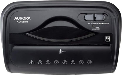 Aurora AU608MB High-Security 6-Sheet Micro-Cut Paper Credit Card Shredder with 3.5-Gallon Wastebasket, 4-Minute Continuous Running Time, Security Level P-4