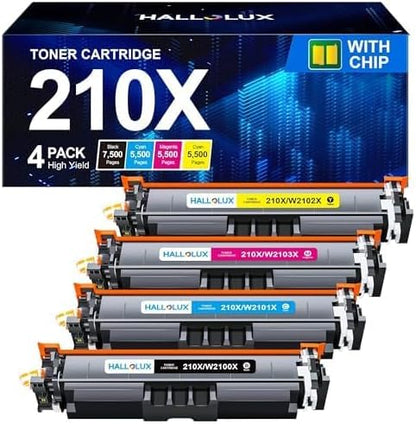 HALLOLUX 210X 210A Toner Cartridges 4 Pack (with Chip) Replacement for 210X W2100X 210A W2100A Compatible with Color MFP 4301fdw 4301fdn Pro 4201dw 4201dn Series Printer Toner (4-Pack)