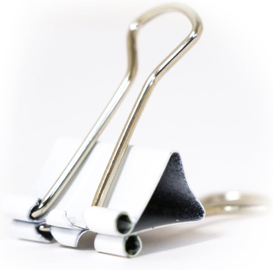 JAM PAPER Colorful Binder Clips - Small - 3/4 Inch (19 mm) - White Binderclips - 25/Pack