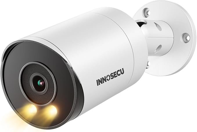PoE Camera 4MP, Bullet Security Surveillance Camera, Outdoor Waterproof IP67, Smart Dual Light Color Night Vision, 2.8mm Lens Wide Angle 110°, Built-in Mic, Human&Vehicle, INB4FD49E (White)