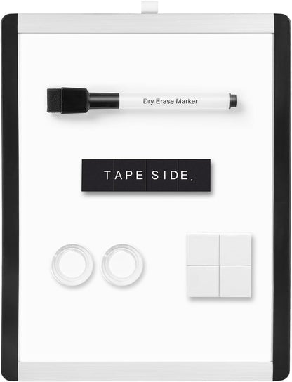 Amazon Basics Small Dry Erase Whiteboard, Magnetic Whiteboard with Marker and Magnets, 8.5" x 11", Plastic/Aluminum Frame