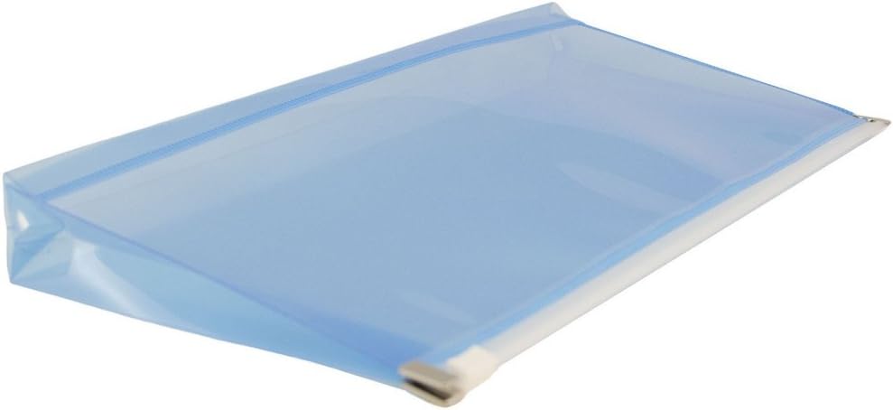 JAM PAPER Plastic Envelopes with Zip Closure - #10 Booklet Wallet - 5 x 10 - Blue - 12/Pack