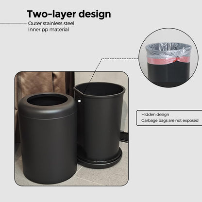 Black Metal Trash can,10L/2.6GAL,Open Top Wastebasket Bin,Garbage Can for Bathroom,Living Room,Office,Kitchen,Bedroom,Hotel (Black)