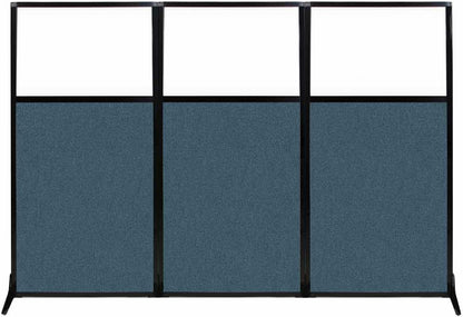 Versare Workstation Partition | Portable Wall Divider | Modern Office Cubicle | Free Standing Privacy Screen | Flexible Work Space | 99" x 70" W/Window, Caribbean Fabric Panels