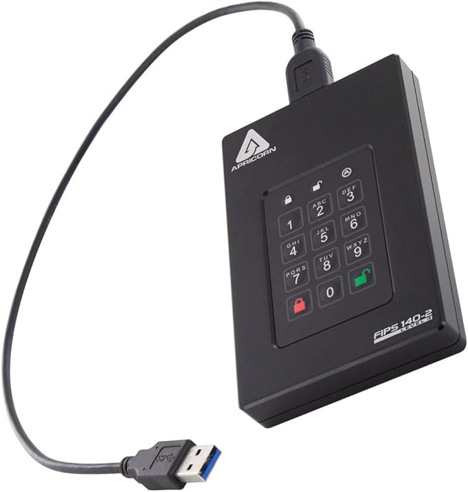 Apricorn 3TB Aegis Fortress L3- FIPS Level 3 Validated USB 3.0 Hardware Encrypted Portable Drive (AFL3-3TB)