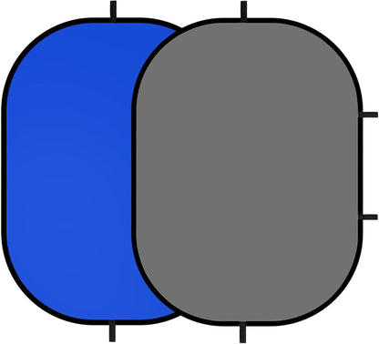 5x7ft/1.5x2m Chromakey Blue Grey Backdrop with 7.8ft/2.4m Stand, 2-in-1 Reversible Collapsible Pop-Up Blue Grey Screen Background Panel for Photography, Live Streaming, Video Shooting, Game