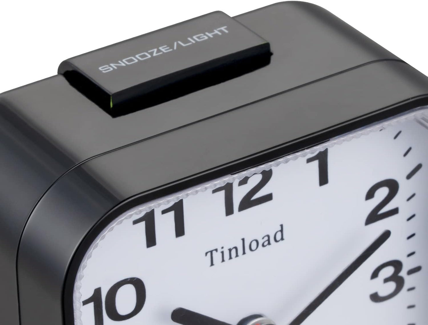 Small Battery Analog Alarm Clock Silent Non Ticking, Ascending Beep Sounds, Snooze,Light Functions (Black-B)