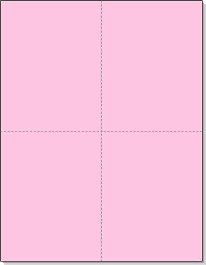 8-1/2" x 11" Laser/Inkjet Postcards 4 Per Page, (4-1/4" x 5-1/2" Each Card | Pink, 4000 Cards)