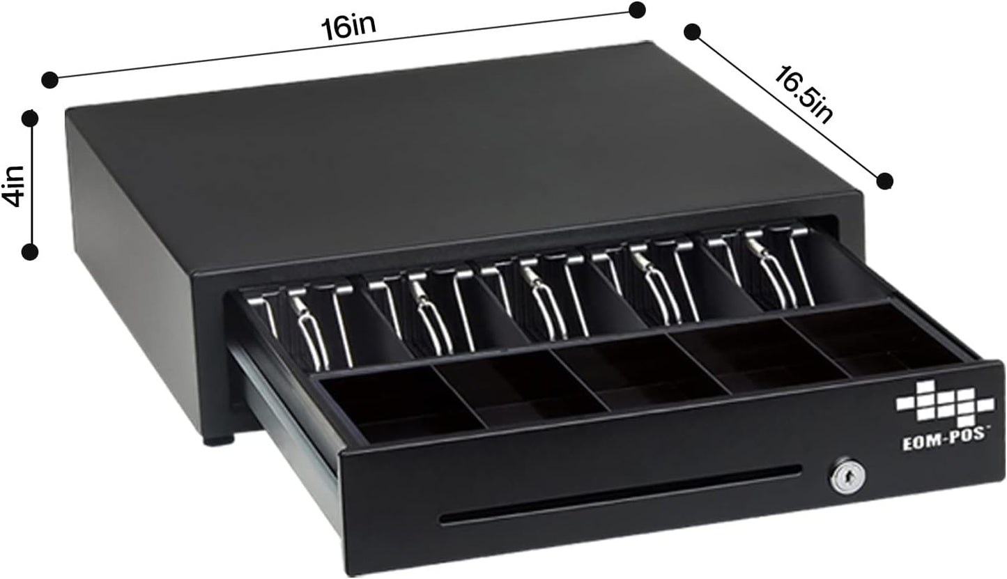 Cash Register Money Drawer. Compatible with Square [Receipt Printer Required]. Includes Built in Cable to Connect to Receipt Printer. (Printer Driven)