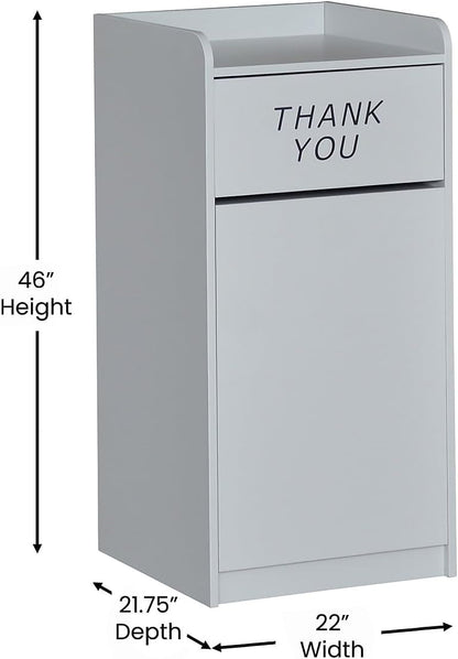 Flash Furniture Wood Tray Top Receptacle, Set of 1, Gray