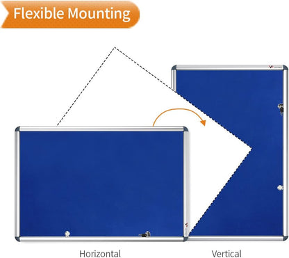 VIZ-PRO Tamperproof Lockable Noticeboard Class 1 Aluminium Framed 48x36 Inches