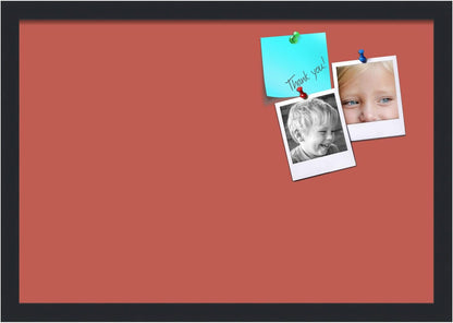 PinPix 22x15 Inch Cork Bulletin Board. This Decorative Framed Pin Board Comes with Crimson Pastel Design and a Satin Black Frame. Ideal for Home Office Decor or Message Board (PinPix-1807)