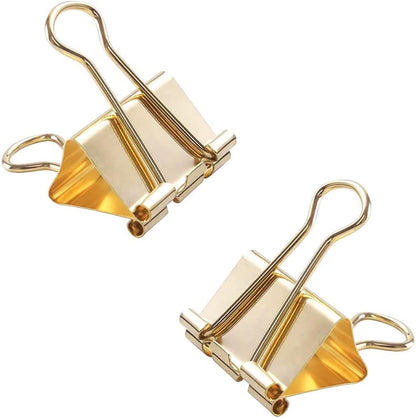 Medium Binder Clips Width 1.25 Inch Capacity 0.6 Inch Gold 24 PCS, Binder Clips 32mm for Teacher School Office and Business