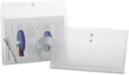 Clear String Closures Poly Envelopes Side Opening Folder Pocket Pack of 20 Bottom with Expanding Gusset