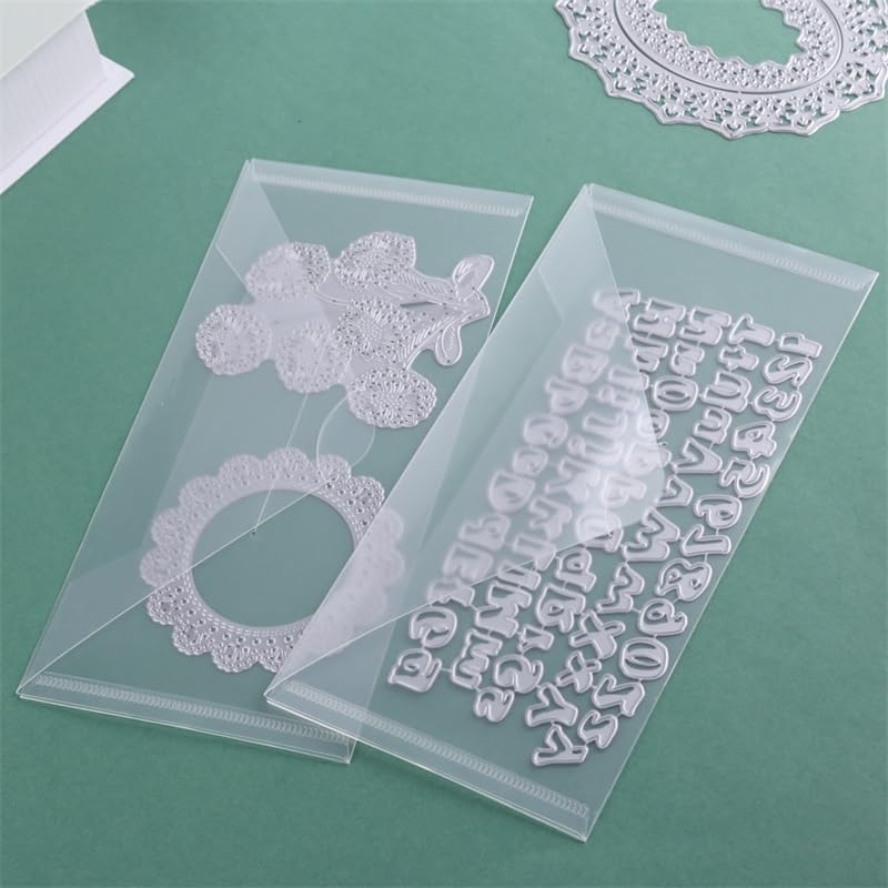 10 Pack Large Size Dies and Stamps Storage Pockets Bags,9.5x4.5inch Transparent Plastic Sturdy Storage Envelopes Folders for Cutting Dies Stencil Embossing Crafts for Paper Card Craft Organizer Holder