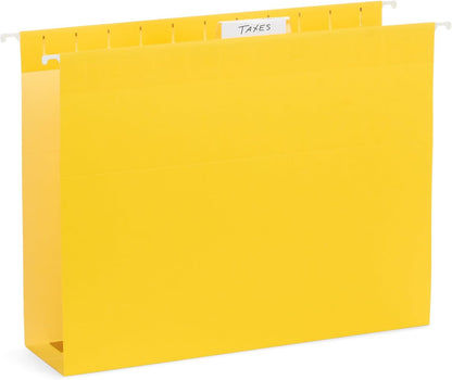 25 Blue Summit Supplies Hanging File Folders 3 inch Expansion, Letter Size, Assorted Colors, 3 inch Hanging File Folders, 11PT Paper, Expandable Hanging File Folders Letter Size 3 inch, 25 Pack