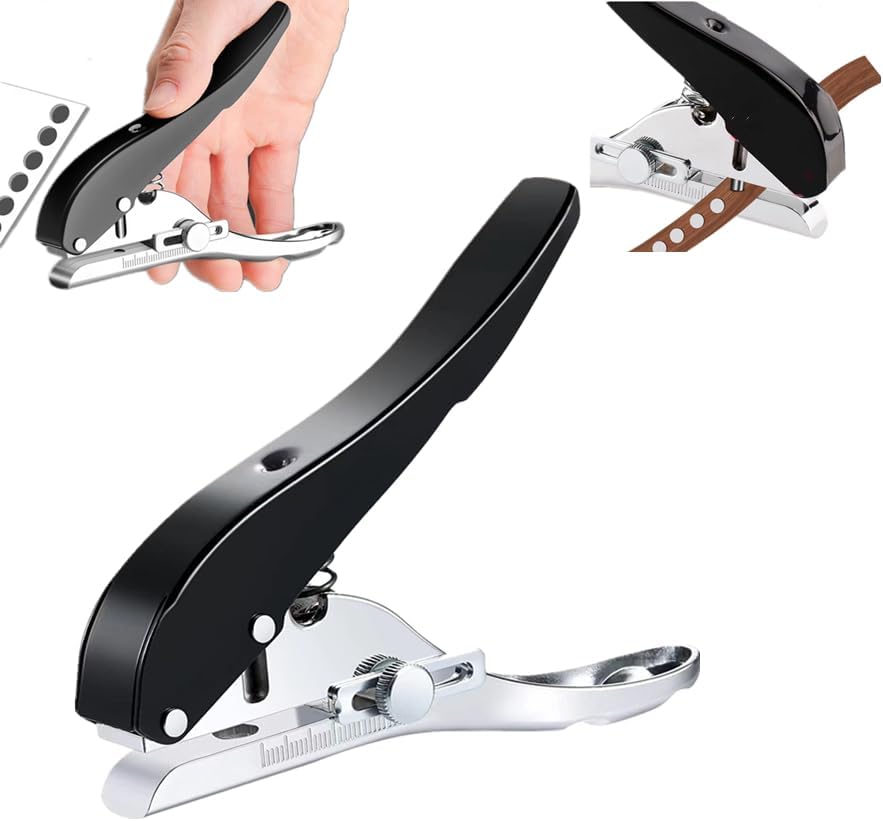 Single Hole Punch Heavy Duty Hole Puncher Single Handheld Paper Punch Small Hole Puncher One Hole Punch for Crafts Paper Cards Tags Scrapbook Plastic Cardboard-3/8 inch-10mm,Black