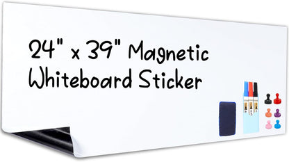 HAMIGAR Magnetic Whiteboard Contact Paper 24" x 39" Dry Erase White Board Sticker for Wall Stick on White Board Peel and Stick Wallpaper Adhesive Poster with Marker, Magnetic Eraser and Magnets