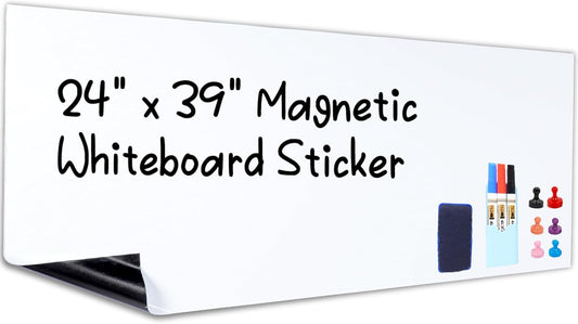 HAMIGAR Magnetic Whiteboard Contact Paper 24" x 39" Dry Erase White Board Sticker for Wall Stick on White Board Peel and Stick Wallpaper Adhesive Poster with Marker, Magnetic Eraser and Magnets