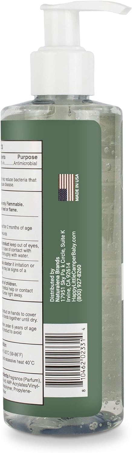 Happy Little Camper Hand Sanitizer with Lemon Zest Scent - Moisturizing Gel with Vitamin E & Antimicrobial Formula- Contains 70% Ethyl Alcohol - Travel Size, Made in USA - 8 Fl Oz, 236ml - 24 Bottles