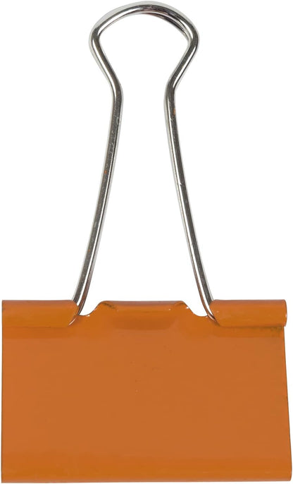 JAM PAPER Colorful Binder Clips - Large - 1 1/2 Inch (41 mm) - Orange Binderclips - 12/Pack