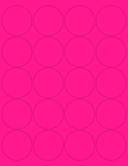 NextDayLabels - 8-1/2 x 11 Neon Color High Light Fluorescent Labels for Laser & Inkjet Printer (Pink Fluorescent, 2" Round - 20 Per Page | 1000 Labels)