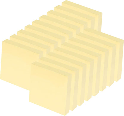 2400 pcs Yellow Sticky Note, 3 x 3 Yellow Note Pads, Strong Adhesive Sticky Notes, Self Sticky Notes for Home School Office Desk Accessories (24 Pads)