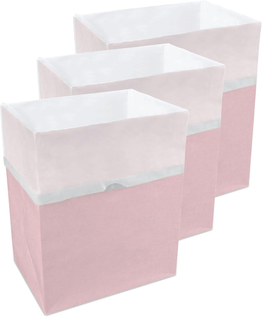 | 13 Gallon Disposable Trash Cans (3-Pack) with Fitted Trash Bags - Reusable Garbage and Recycling Bins for Parties, Events, and More (Pink - 17" Height x 13.5" Width x 10" Depth)
