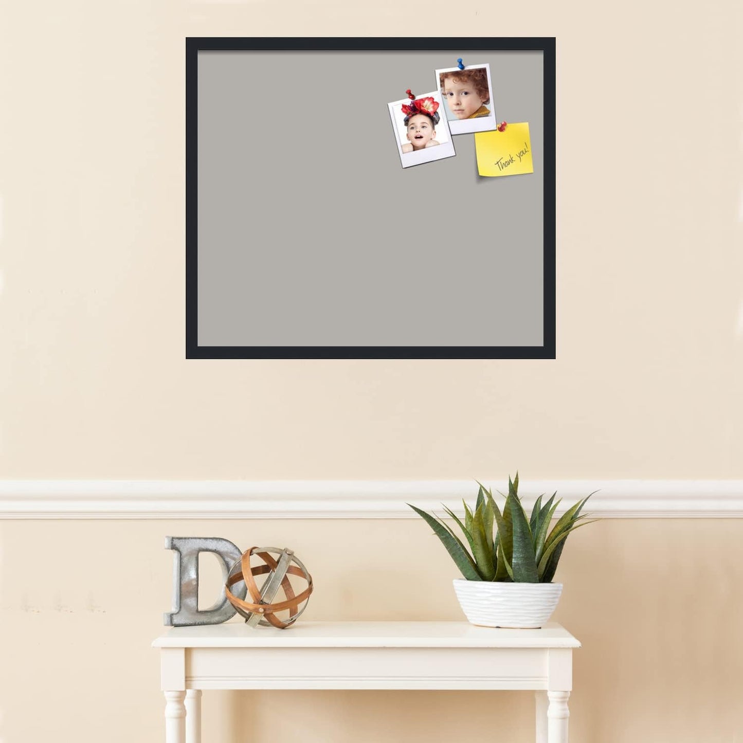 PinPix 28x24 Inch Cork Bulletin Board. This Decorative Framed Pin Board Comes with Dark Stone Design and a Satin Black Frame. Ideal for Home Office Decor or Message Board (PinPix-1808)