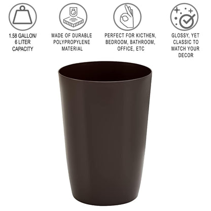 HOLDN’ STORAGE Small Trash Can - 1.58 Gallon Open Top Waste Bin, Compact Waste Can Perfect for Bathroom, Kitchen, Office, Dorm - Durable Garbage Can - Metallic Brown