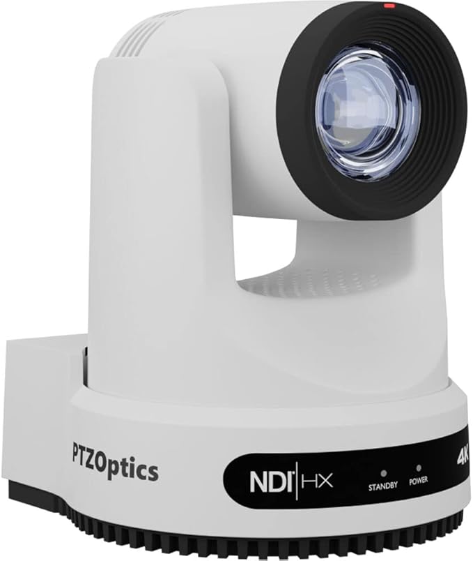 PTZOptics Move 4K SDI/HDMI/USB/IP PTZ Camera with 20x Optical Zoom (White) (PT20X-4K-WH-G3) + Lens Cleaning Kit + HDMI Cable + Ethernet Cable + Color Wire Ties