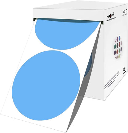 PARLAIM 3 Inch Round Color-Code Dot Stickers, 500 Color Coding Circle Labels per Roll Dispenser Box for Inventory, Light Blue