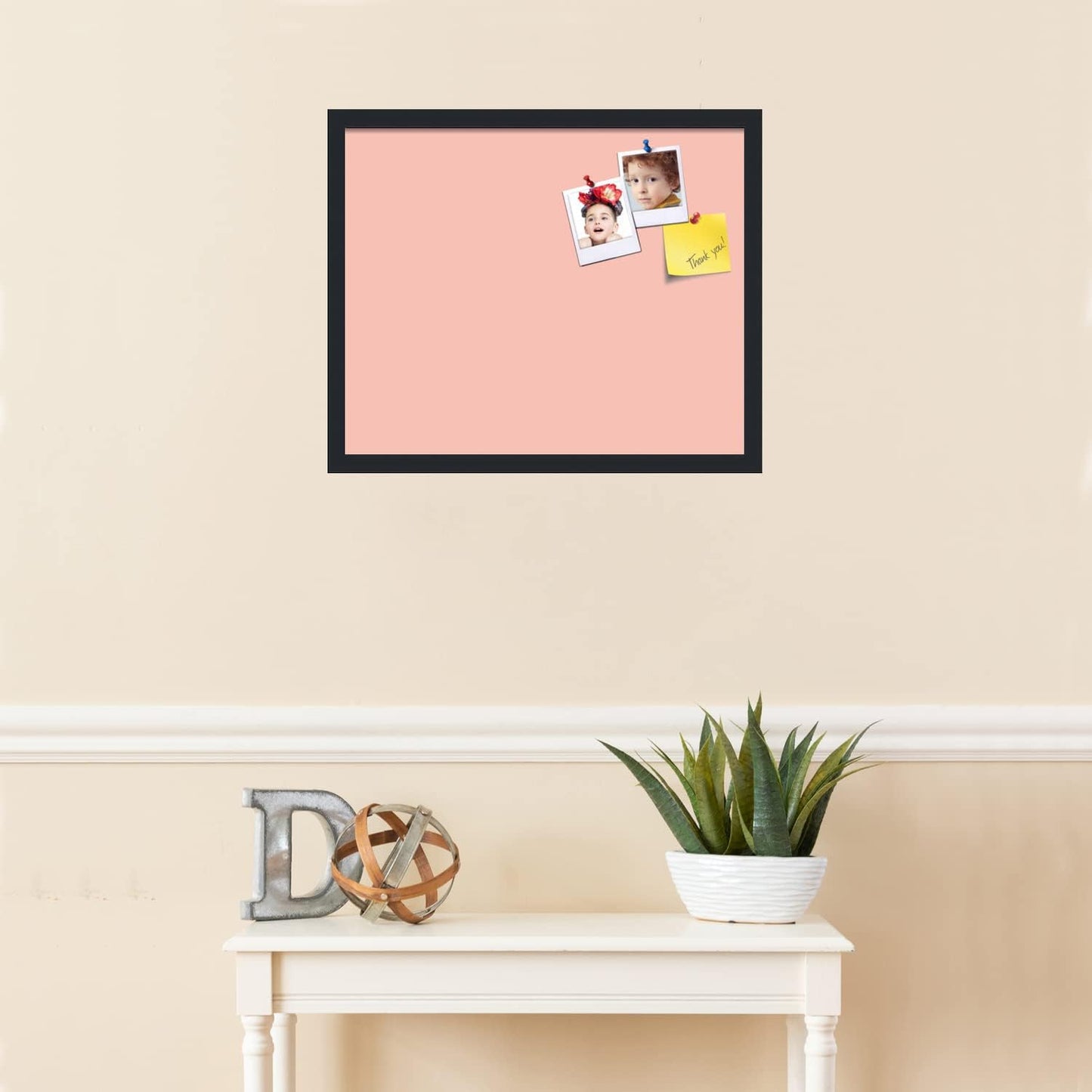 PinPix 22x18 Inch Cork Bulletin Board. This Decorative Framed Pin Board Comes with Pink Pastel Design and a Satin Black Frame. Ideal for Home Office Decor or Message Board (PinPix-1813)