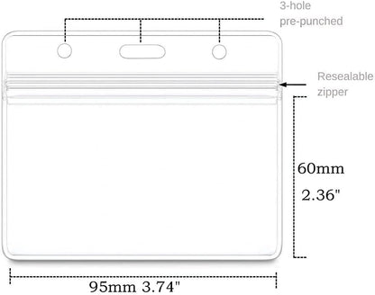 Name Tags,Bird Fiy 50 Pcs Waterproof Type Clear Plastic Horizontal Name Tag Badge Id Card and 50 Pcs Blue Lanyard
