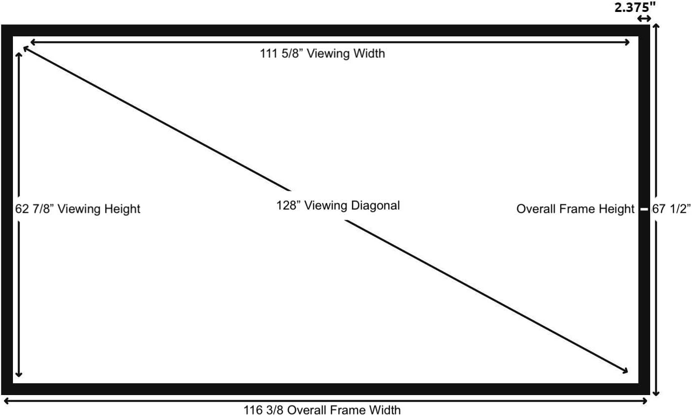 Silver Ticket Products STR Series 6 Piece Home Theater Fixed Frame 4K / 8K Ultra HD, HDTV, HDR & Active 3D Movie Projection Screen, 16:9 Format, 128" Diagonal, Silver Material STR-169128-S