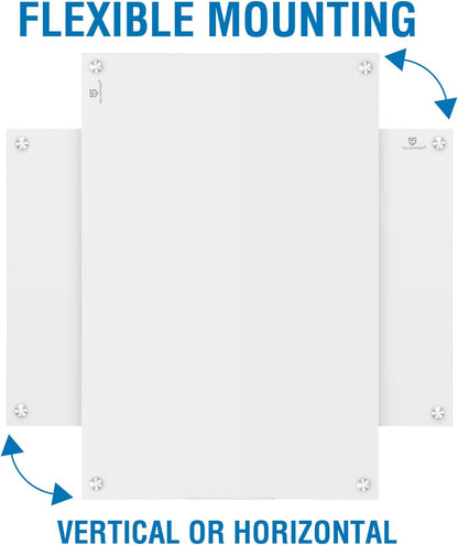 TSJ OFFICE Glass Dry-Erase Board - 36 x 24 Inches Brilliance White Magnetic Glass Whiteboard, Wall Mounted Large Frameless White Board for School, Home & Office
