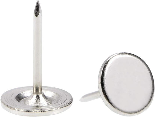 uxcell Upholstery Nails Tacks 11mmx17mm Flat Head Furniture Nails Pins Silver Tone for Furniture Sofa Headboards, 50 Pcs