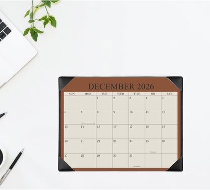 Desk Calendar 2025-2026 with Desktop Mat, 18 Month Small Desk Pad Calendar from July 2025 to December 2026, 8.5" x 11" Desk Pad Calendar 2025-2026 for Home, School Office, Black