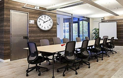 Infinity Instruments Large 18 inch Round Non-Ticking Silent Battery Operated Easy to Read Clock for Office, Classroom, School, Silver