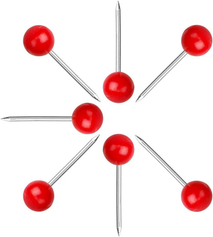 Yalis Push Pins Map Tacks 1/8-Inch Assorted Color Beads Head Map Marking Push Pins,500-count (Red)